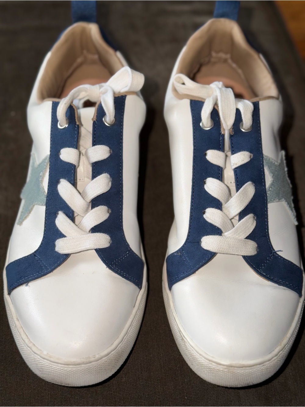 Women’s Kendall Star White and Navy Star Lace-Up Sneakers